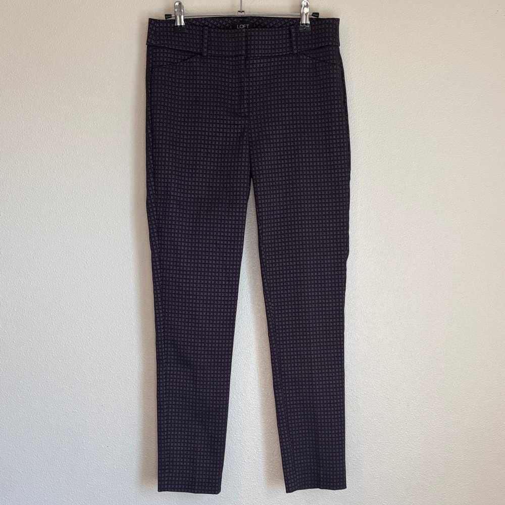 LOFT Navy Geometric Trousers